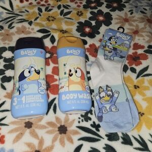 Bluey 3-in-1 Body Wash and Socks Set - Blue and Yellow